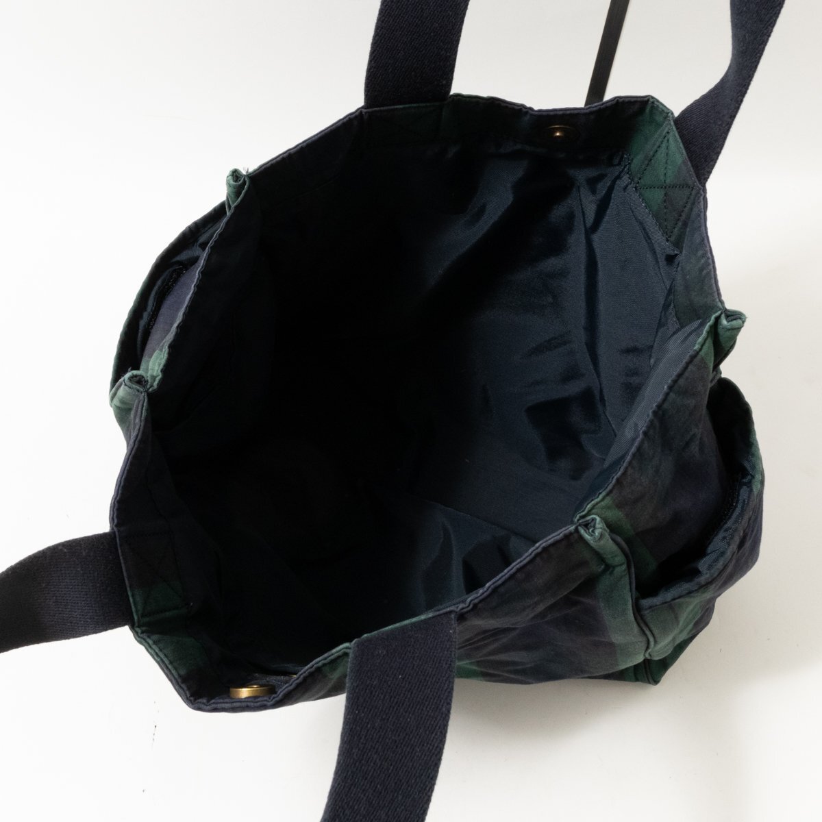 【1円スタート】POLO RALPH LAUREN ポロ ラルフローレン トートバッグ ネイビー グリーン 綿100% 日本製 チェック柄 ユニセックス bag 鞄の画像10
