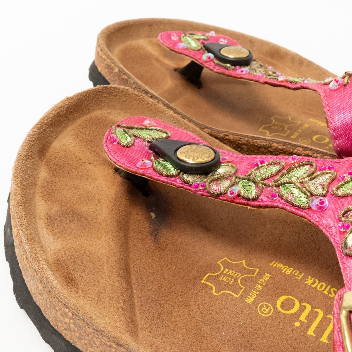 Papillio Original BIRKENSTOCK Fussbett ビルケンシュトックパピリオ サンダル 24cm スペイン製 ピンク 刺繍 レディース 婦人 女性_画像9