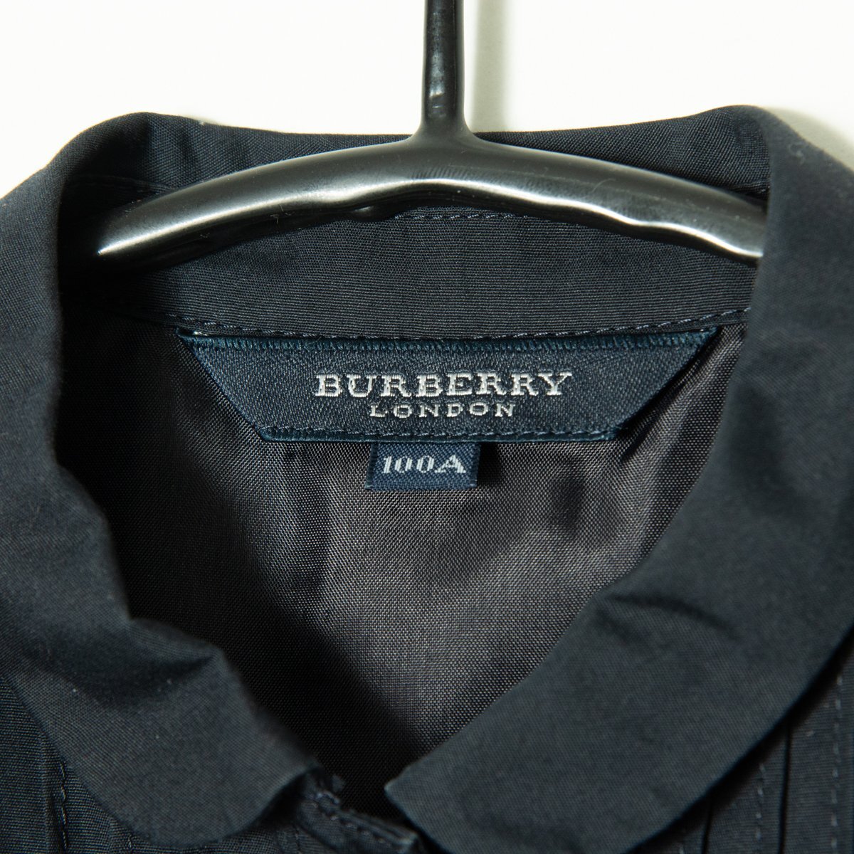 メール便◯ BURBERRY LONDON バーバリー パフスリーブワンピース 裏付き 綿100％ フォーマル セレモニー 紺 ネイビー 無地 100 キッズ_画像4