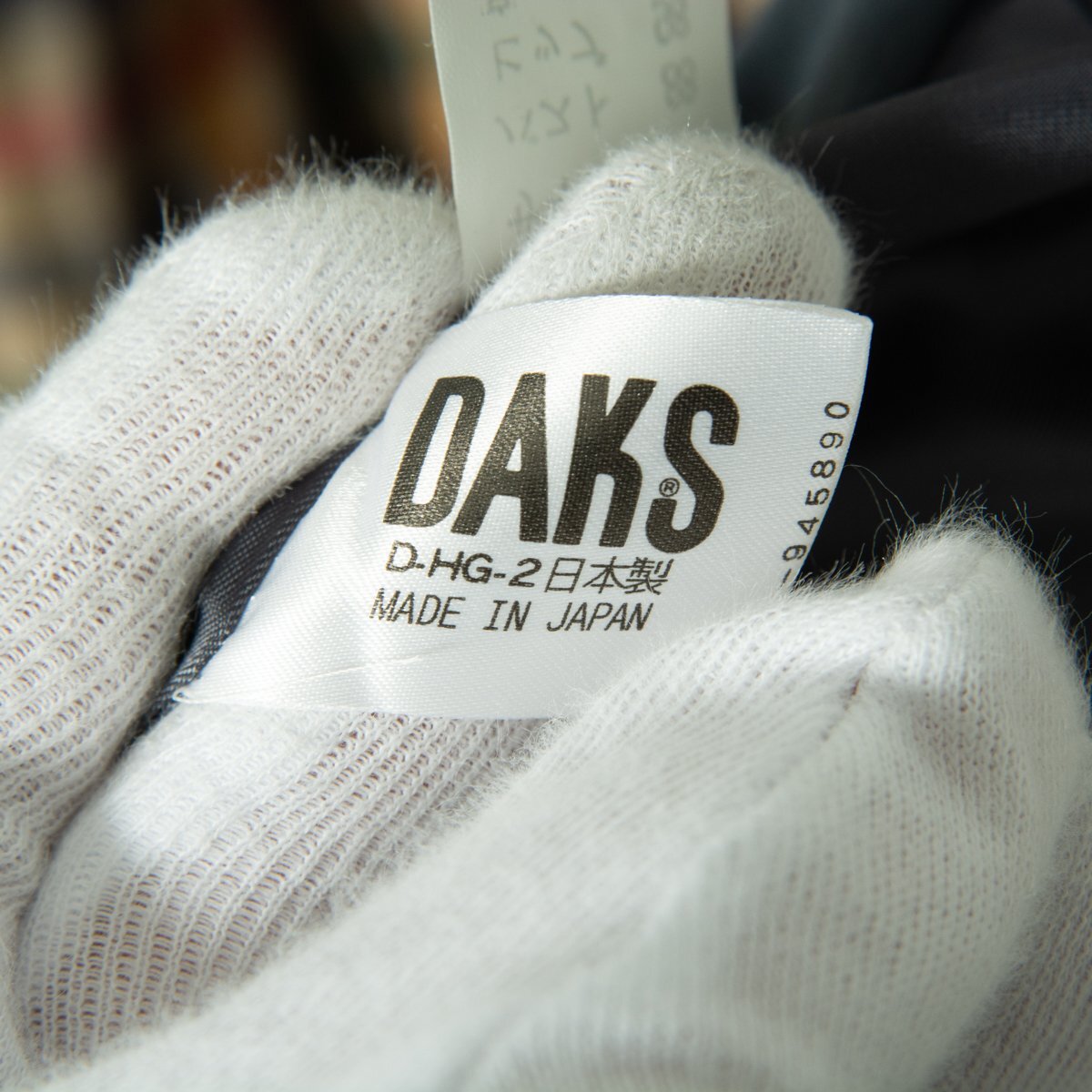 DAKS ダックス ステンカラーコート スプリングコート 肩パッド アウター ヴィンテージ ロゴ釦 クラシカル 灰色 グレー 13BR 日本製_画像6