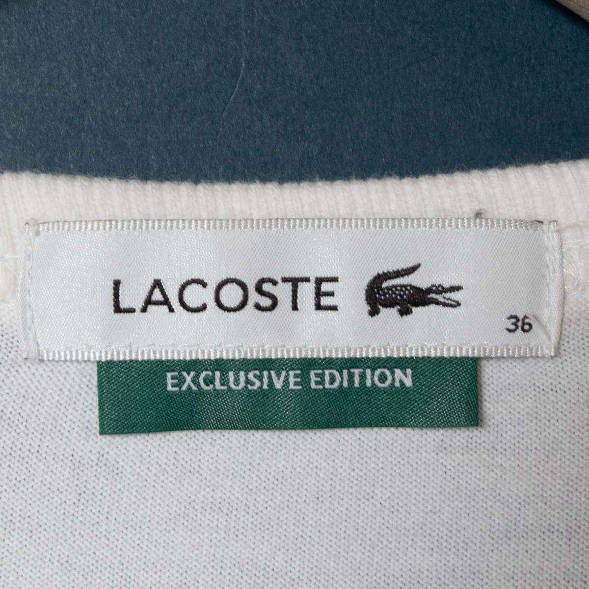 メール便◯ LACOSTE ラコステ EXCLUSIVE EDITION ワニロゴグラフィックプリントTシャツ 半袖 ホワイト 白 36 レディース コットン シンプルの画像2