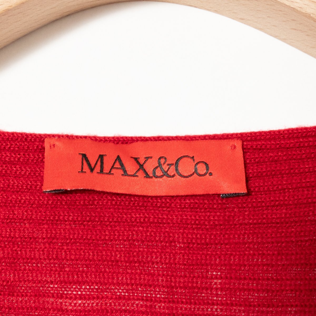 MAX&Co. マックスアンドコー ボートネック ニット セーター トップス 長袖 薄手 USA S アクリル レッド 赤 綺麗め カジュアル_画像2
