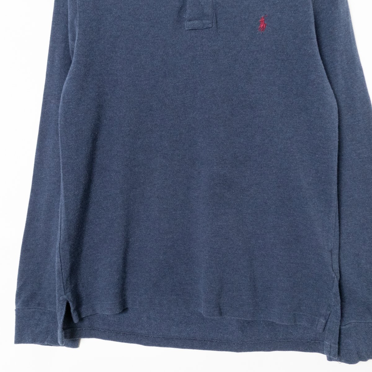 POLO RALPH LAUREN ポロ ラルフローレン ポロシャツ 長袖 トップス カットソー L/G 綿100% コットン ネイビー 紺 アメカジ_画像4