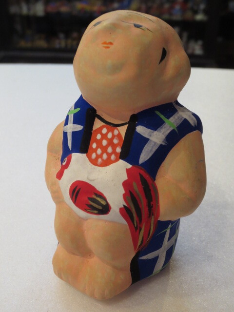 [.] middle hot water river earth doll chicken .... blue ... Fukushima prefecture . earth toy folkcraft goods ....