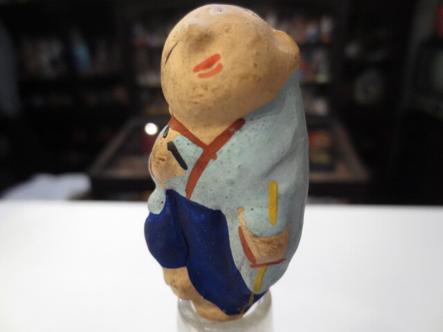 【壽】９０年前 座頭笛 在銘しげる 土人形 大津絵 郷土玩具 民芸品 土笛 鳩笛 の画像8