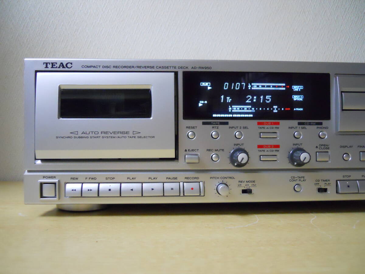 ★TEAC★ ティアック カセット/CDレコーダー AD-RW950 / 2015年製 / 動作品 / 新品ピンチローラー・メンテナンス済 / リモコン、取説 付属の画像3