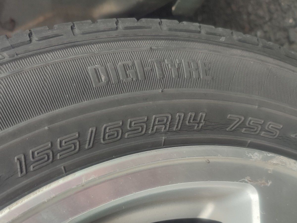 ダイハツタント(CBA-L350S)純正14ｲﾝﾁアルミホイールと14ｲﾝﾁタイヤ(DUNLOP DIGI-TYRE EC202)