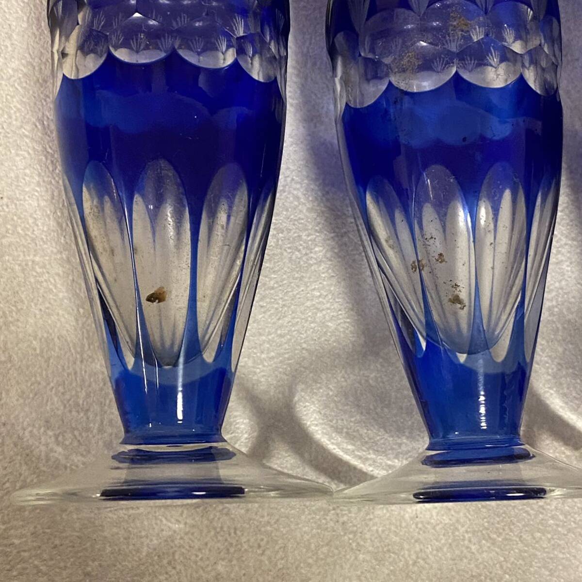 【FZ240847】 切子 一輪差し 4点 花瓶 青 フラワーベース 花器の画像4