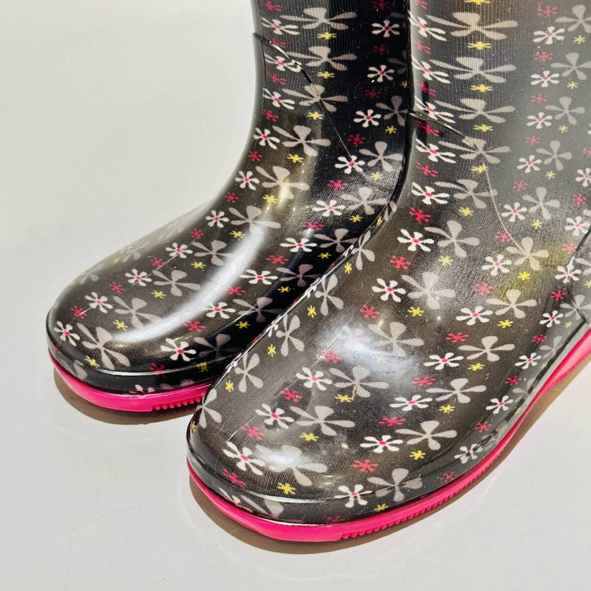 甲HK9982 新品未使用品 22.0cm キッズ ジュニア 女の子 パーソンズキッズ PERSON'S KIDS 花柄 レインブーツ 長靴 ゴム製 の画像2