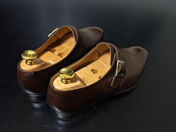 美品 使用回数少 クロケット&ジョーンズ 6E CROCKETT&JONES シングルモンク「MONKTON」ドレスシューズ 濃茶 8503の画像10