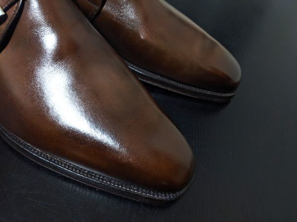 美品 使用回数少 クロケット&ジョーンズ 6E CROCKETT&JONES シングルモンク「MONKTON」ドレスシューズ 濃茶 8503_画像5