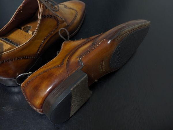 極美品 使用回数少 マグナーニ 39 Magnanni オパンケ製法 ウィングチップ アンティークブラウンドレスシューズ 8538_画像8