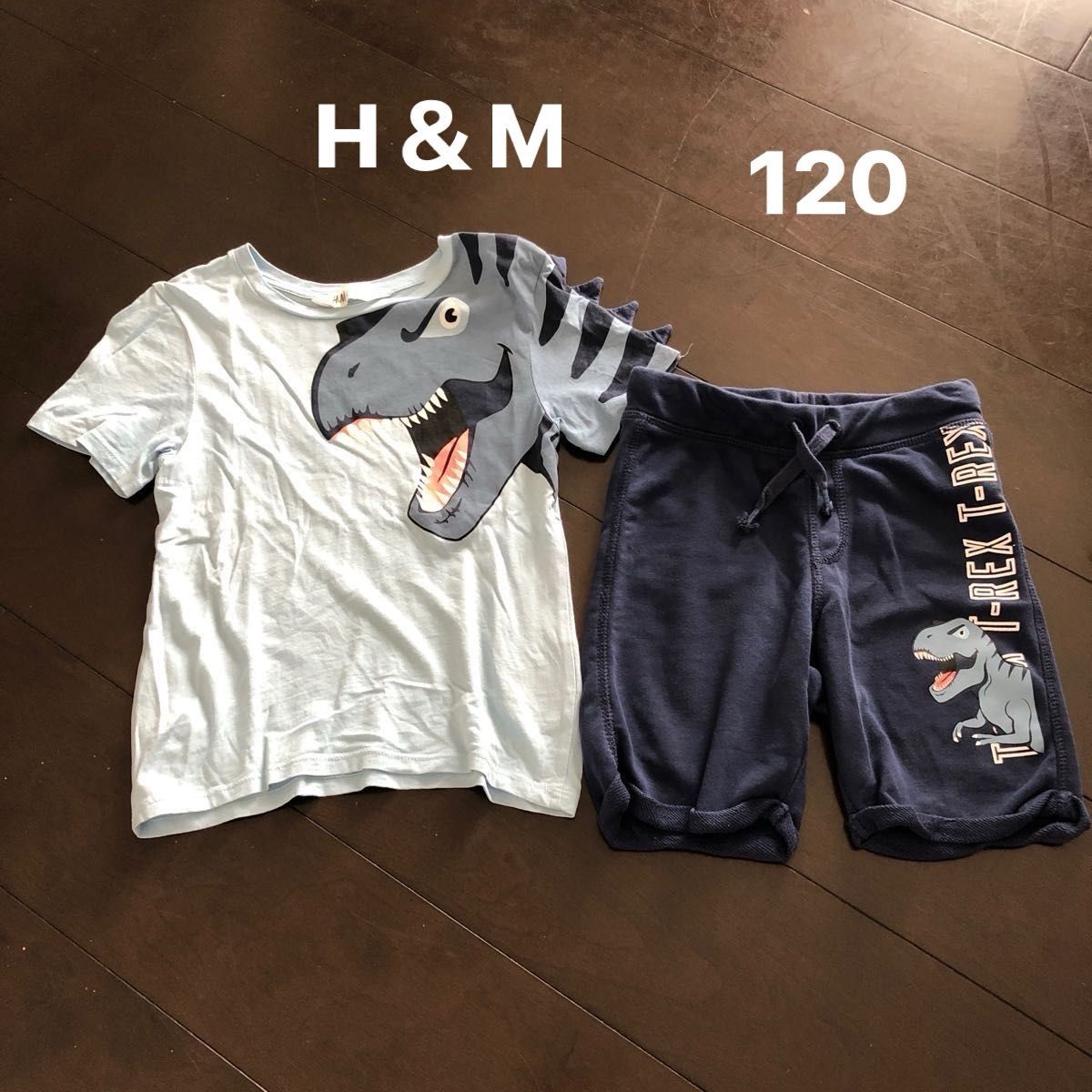 子供服 キッズ服 120 恐竜 H&M 上下セット 半袖Tシャツ ハーフパンツ