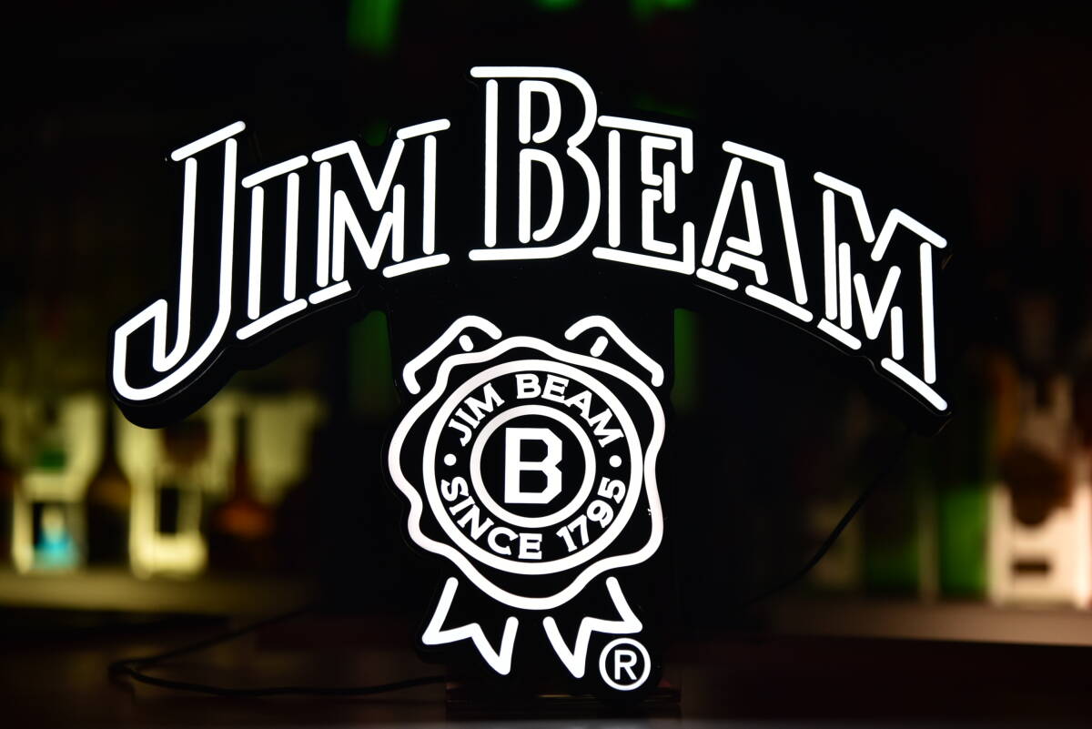 JIM BEAM ネオンサイン ブリキ看板 おまけ ジムビームLEDネオン バー店舗ディスプレイ ノベルティ グッズ 販促品 インテリアの画像1