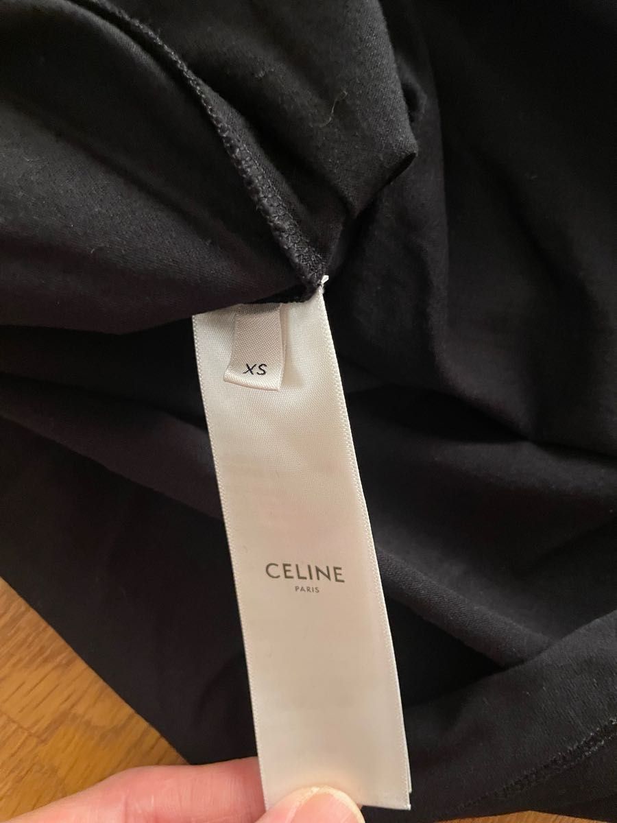 美品！CELINE セリーヌ ブラックコットンロゴTシャツXS