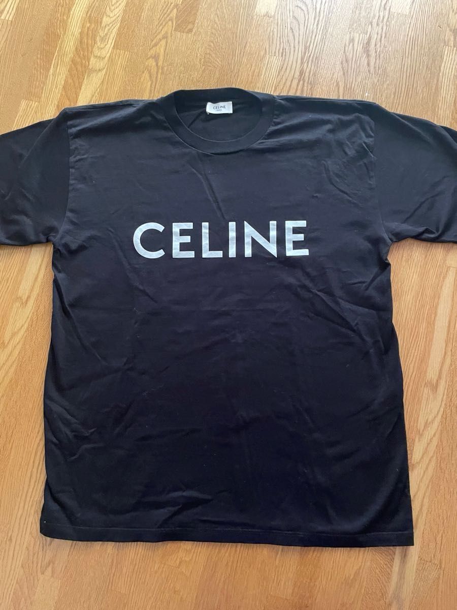 美品！CELINE セリーヌ ブラックコットンロゴTシャツXS