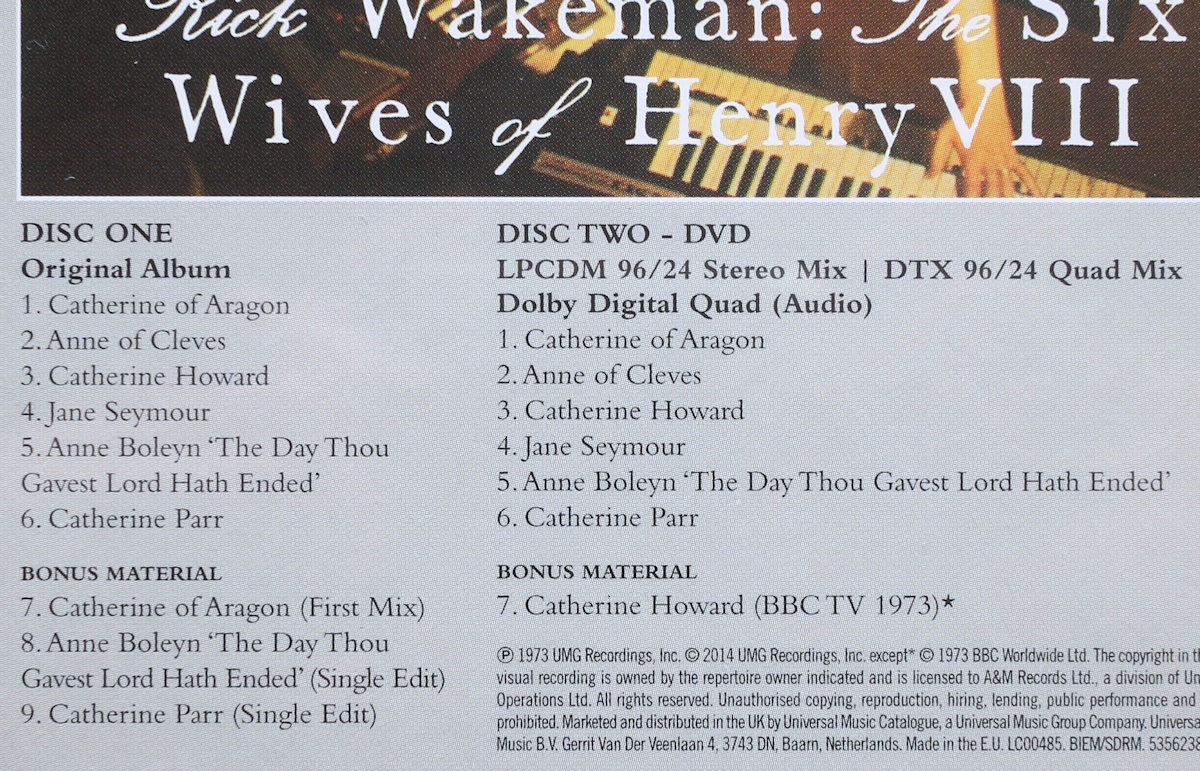 品薄/2枚組/CD/高音質DVD/リック・ウェイクマン/イエス/ヘンリー八世の六人の妻/Rick Wakeman/Yes/The Six Wives of Henry VIII/プログレ_画像3