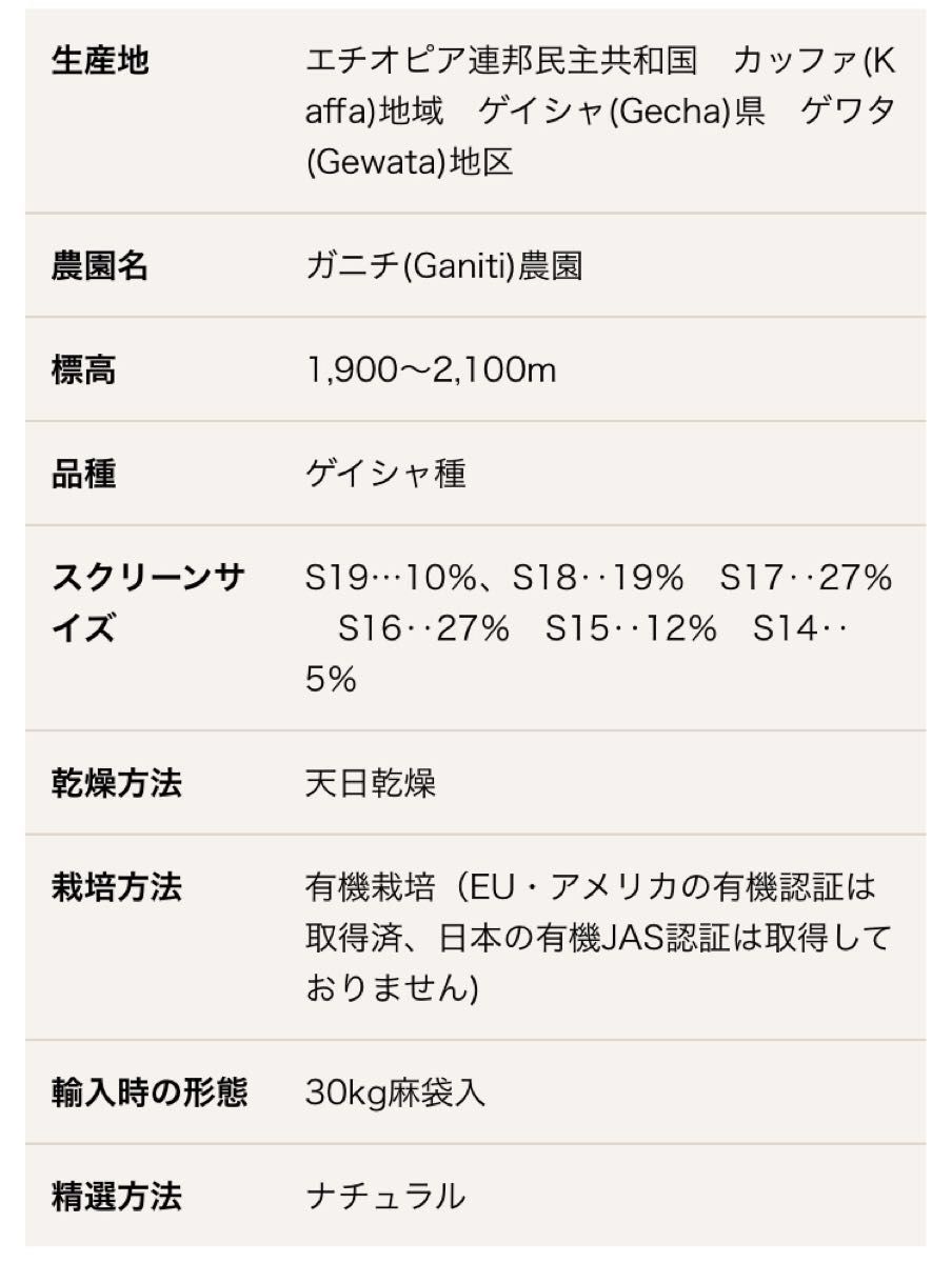 こだわりコーヒー豆　モカゲイシャG-3 300g 中深煎り　自家焙煎珈琲　ガニチ農園　有機栽培　ナチュラル