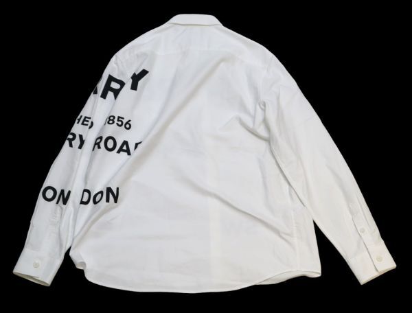  внутренний стандартный товар BURBERRY Horse Ferry Print Cotton длинный рукав оскфорд рубашка Burberry шланг Ferrie принт L/S SHIRT белый M M-14