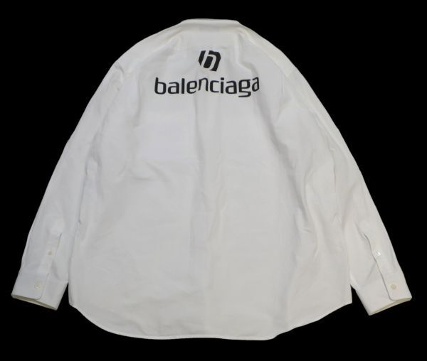 国内正規品 BALENCIAGA Sponsor Logo Shirt 642291 TYB18 バレンシアガ オーバーサイズ スポンサーロゴシャツ ボタンダウン 白40 JK-5の画像3