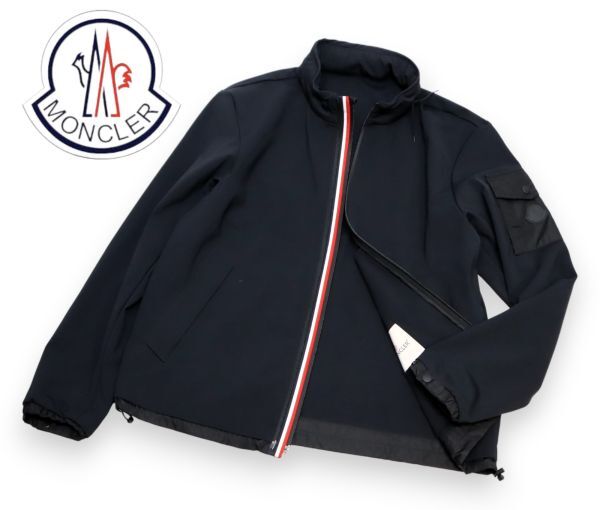 正規品 MONCLER トリコロールライン ナイロンジップジャケット モンクレール Softshell Jacket ブルゾン ワッペンロゴ ブラック5 S-3_画像1