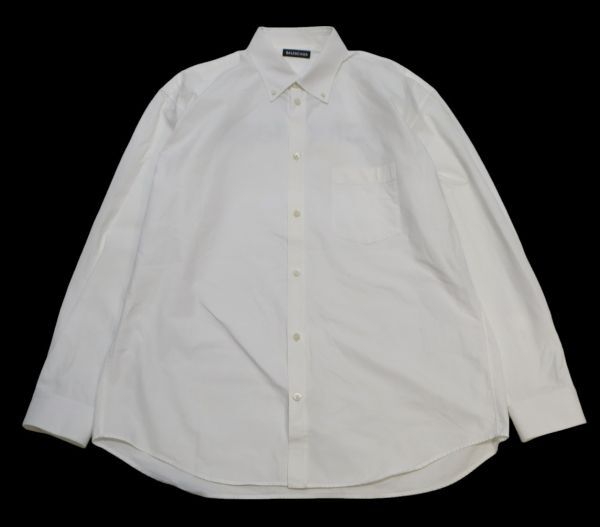 国内正規品 BALENCIAGA Sponsor Logo Shirt 642291 TYB18 バレンシアガ オーバーサイズ スポンサーロゴシャツ ボタンダウン 白40 JK-5の画像2