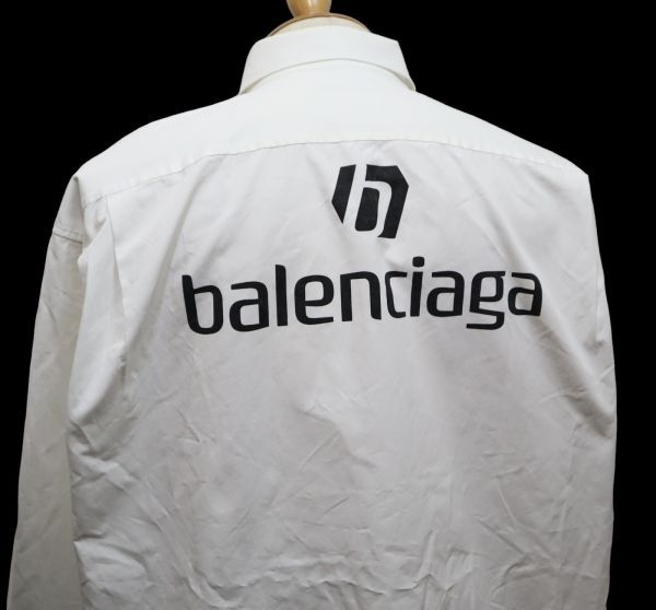 国内正規品 BALENCIAGA Sponsor Logo Shirt 642291 TYB18 バレンシアガ オーバーサイズ スポンサーロゴシャツ ボタンダウン 白40 JK-5の画像8