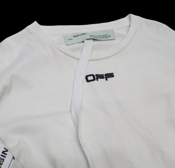 正規品 OFF-WHITE AIRPORT TAPE LOGO 長袖Ｔシャツ オフホワイト エアポート アロー ダイアゴナル ロンＴ Ｔシャツ カットソー XXL JZ-9の画像6