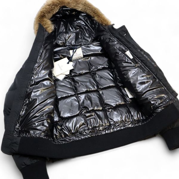 国内正規品 MONCLER RIBERA コヨーテファー フード付ダウンジャケット モンクレール リベラ DOWN JACKET ダウンパーカー N-2B 黒1 S-3の画像5