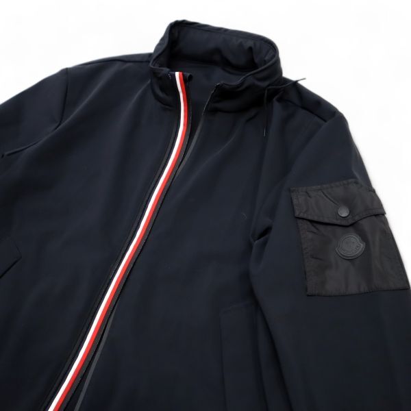 正規品 MONCLER トリコロールライン ナイロンジップジャケット モンクレール Softshell Jacket ブルゾン ワッペンロゴ ブラック5 S-3_画像6