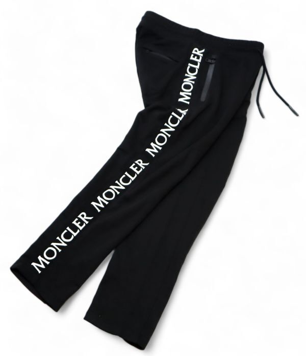 国内正規品 MONCLER PANTALONE SIDE TAPE LOGO SWEAT PANTS モンクレール サイド テープロゴ スウェットパンツ ジョガーパンツ 黒 S S-10の画像4