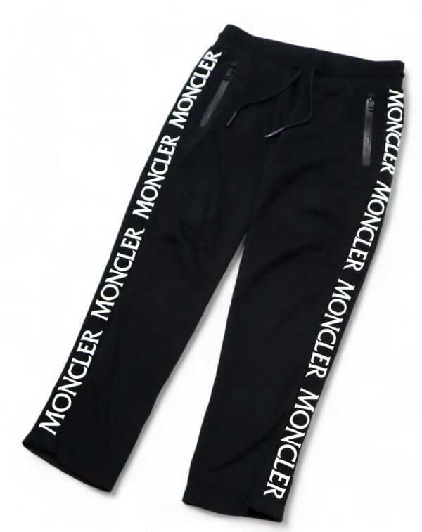 国内正規品 MONCLER PANTALONE SIDE TAPE LOGO SWEAT PANTS モンクレール サイド テープロゴ スウェットパンツ ジョガーパンツ 黒 S S-10の画像2