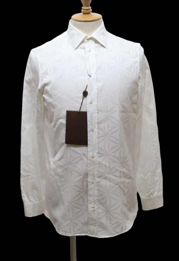  unused domestic regular goods Louis Vuitton MENS total pattern cotton long sleeve shirt Louis Vuitton flower floral print dress shirt L/S SHIRT white XS J-16