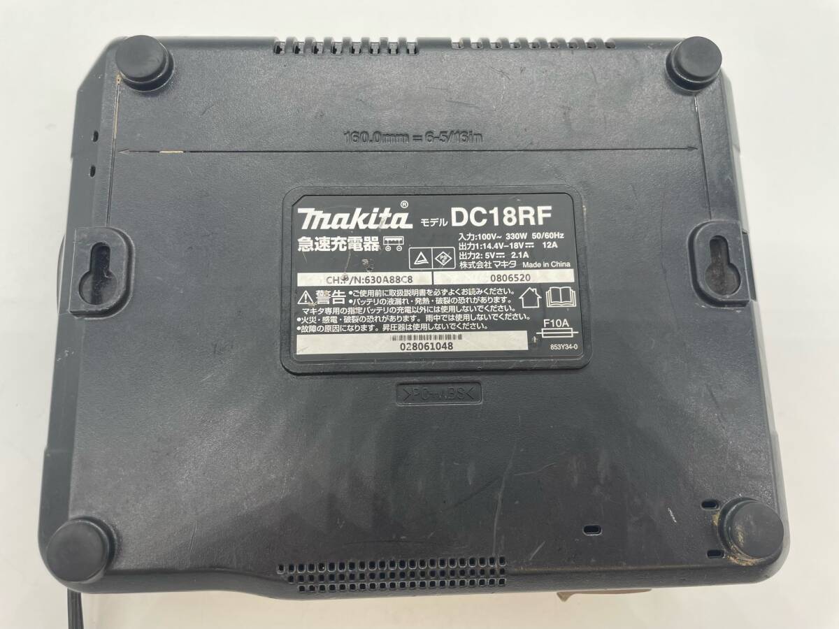 S4737■ 【通電確認済】 makita マキタ DC-18RF バッテリー急速充電器 14.4V-18V 5V 充電器 USB AC100V専用の画像6