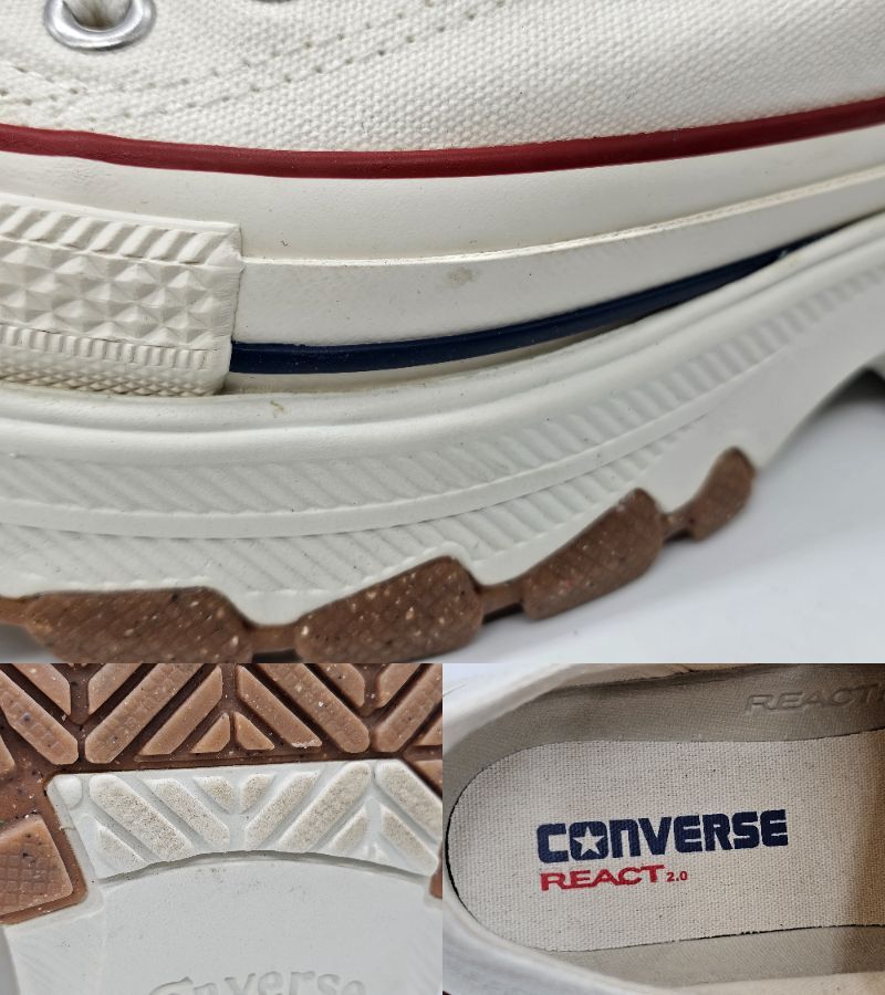 K1355★ CONVERSE コンバース ALL STAR TREKWAVE OX ホワイト レディース ローカットスニーカー 厚底 23.5cm 箱付 1SD665 靴 中古 シューズの画像8