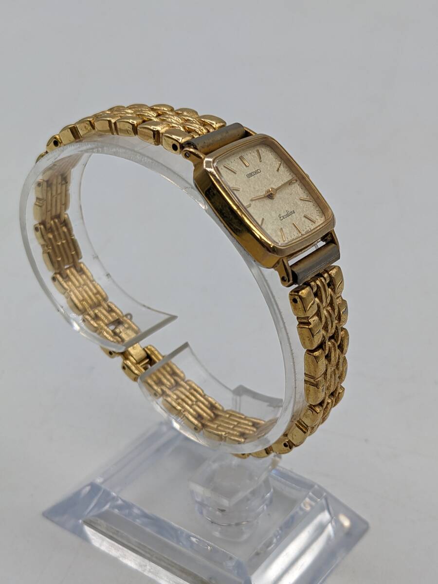 N35677〇 SEIKO Exceline セイコー エクセリーヌ 1221-5950 クォーツ 電池式 10KT ゴールドカラー 腕時計 レディースウォッチの画像5