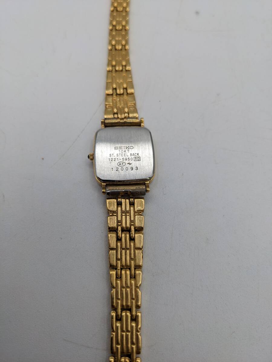 N35677〇 SEIKO Exceline セイコー エクセリーヌ 1221-5950 クォーツ 電池式 10KT ゴールドカラー 腕時計 レディースウォッチの画像7