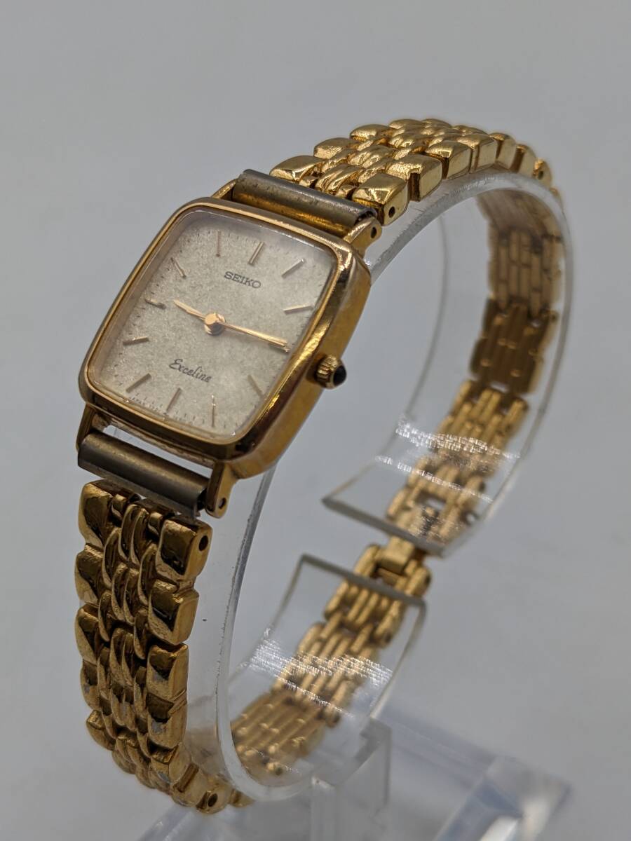 N35677〇 SEIKO Exceline セイコー エクセリーヌ 1221-5950 クォーツ 電池式 10KT ゴールドカラー 腕時計 レディースウォッチの画像1