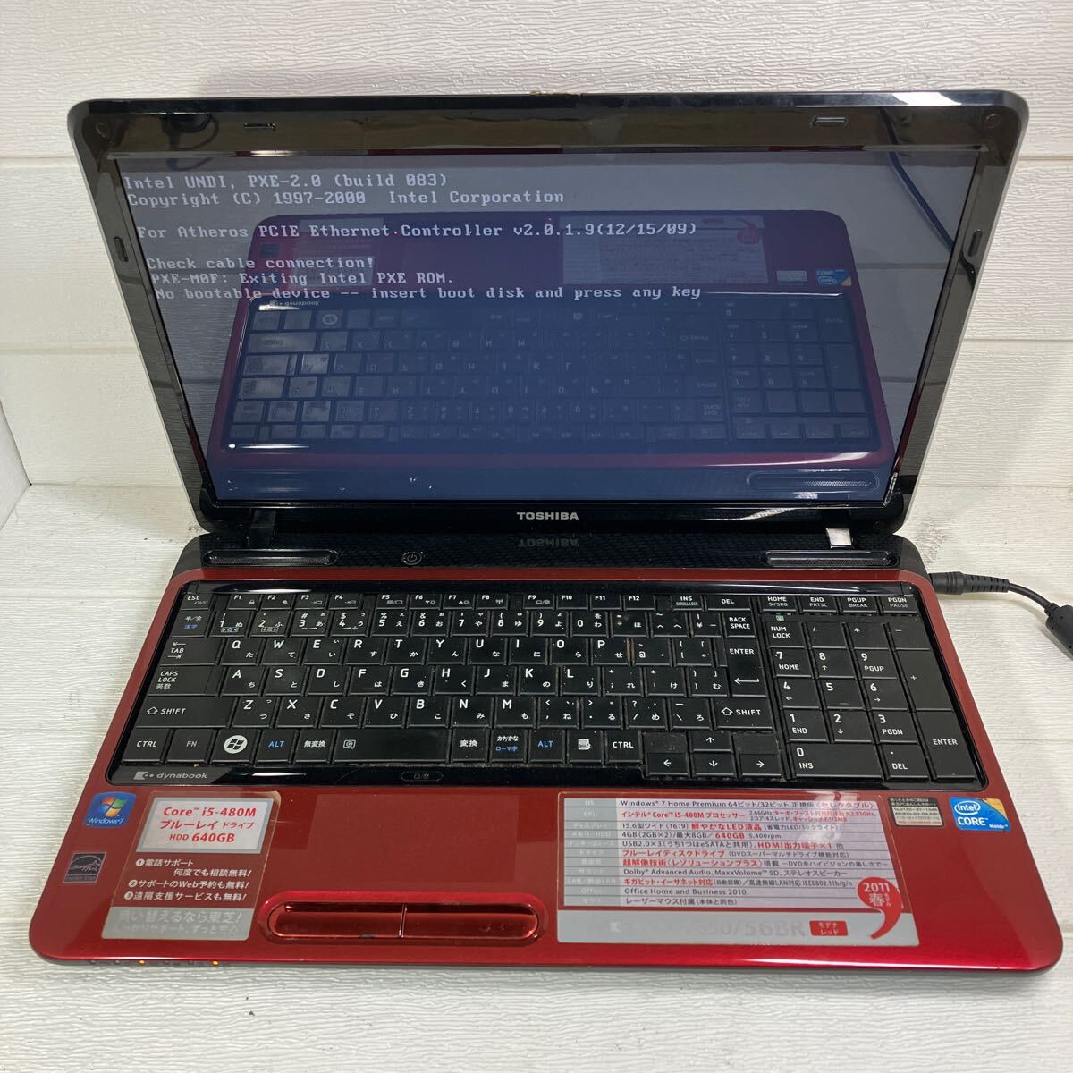 No. 404　TOSHIBA 型番:T350/56BR　CPU:i5-1世代　通電ok_画像1