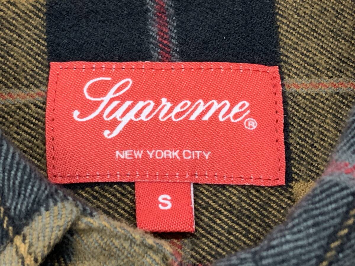 131-KM2751-100s Supreme シュプリーム Brushed Plaid Flannel Shirt 長袖シャツ チェック 22SS コットン ブラウン Sサイズ_画像4