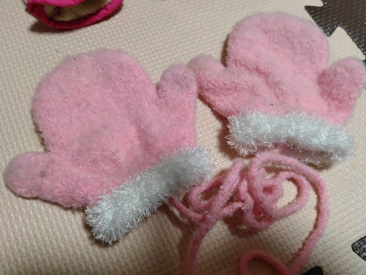 手袋　2組セット　くまもん　くまちゃん　雪遊び　ピンク　ミトン　2から3歳