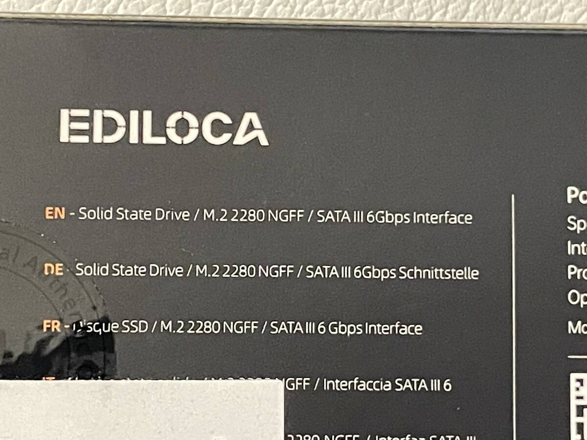 Z006 【新品未開封】EN206 M.2 2280 SATA SSD 256GB SATAⅢ Solid State Drive EDILOCA_画像4