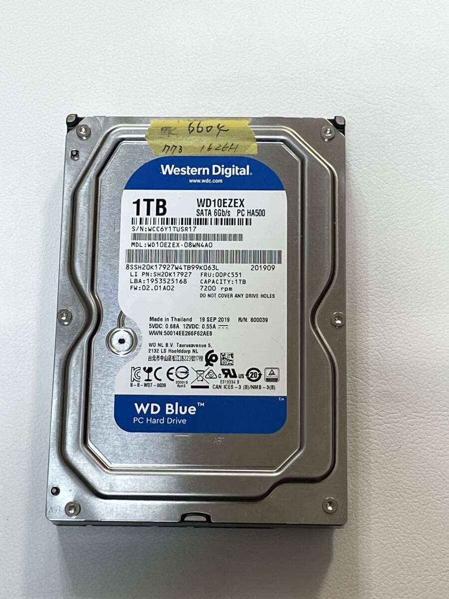 6004 中古 WD Western Digital 3.5インチ HDD WD10EZEX 1.0TB SATA 正常 判定 7200 RPMの画像1