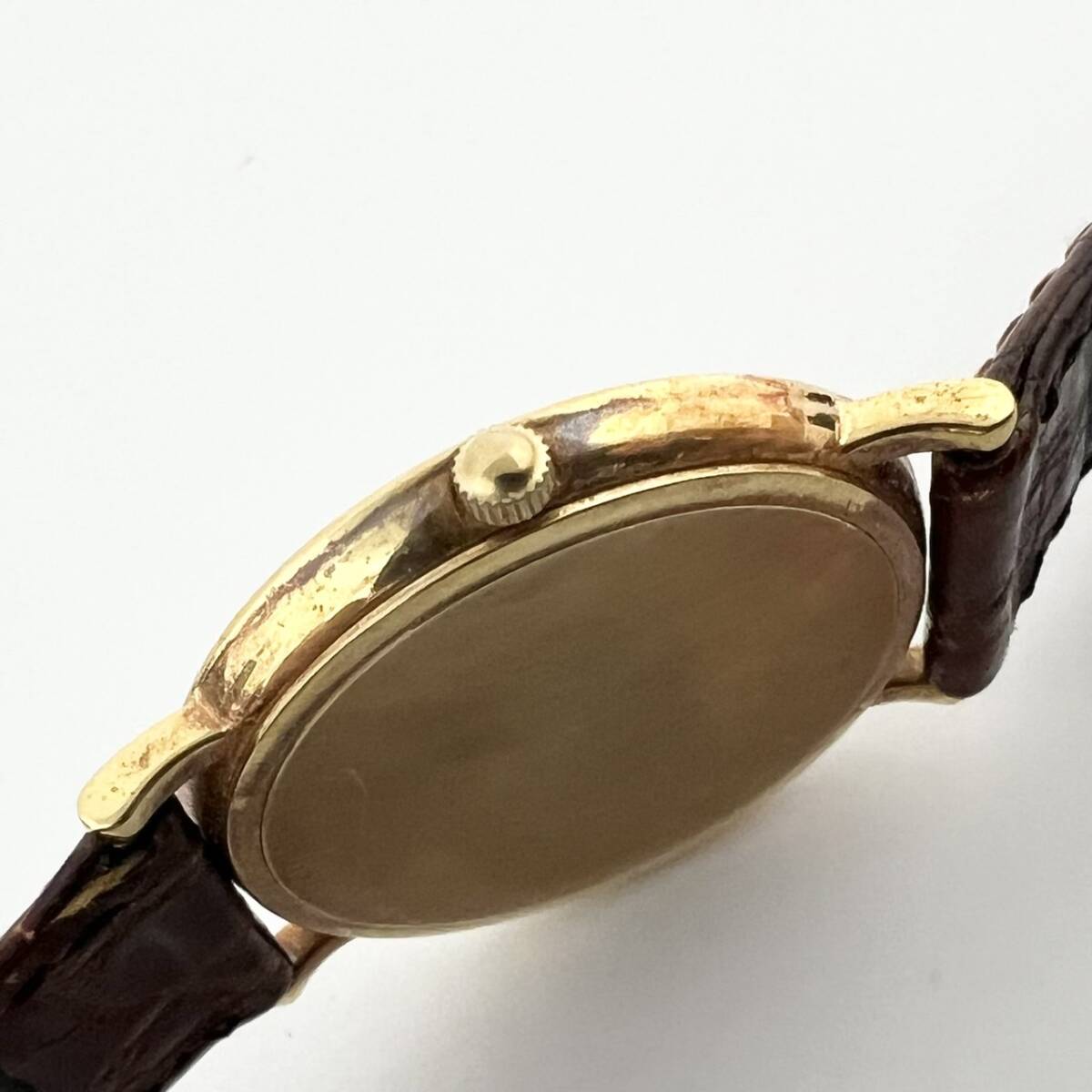 15620/ LONGINES L4.711.6 ロンジン ゴールド シルバー 茶革ベルト腕時計の画像3