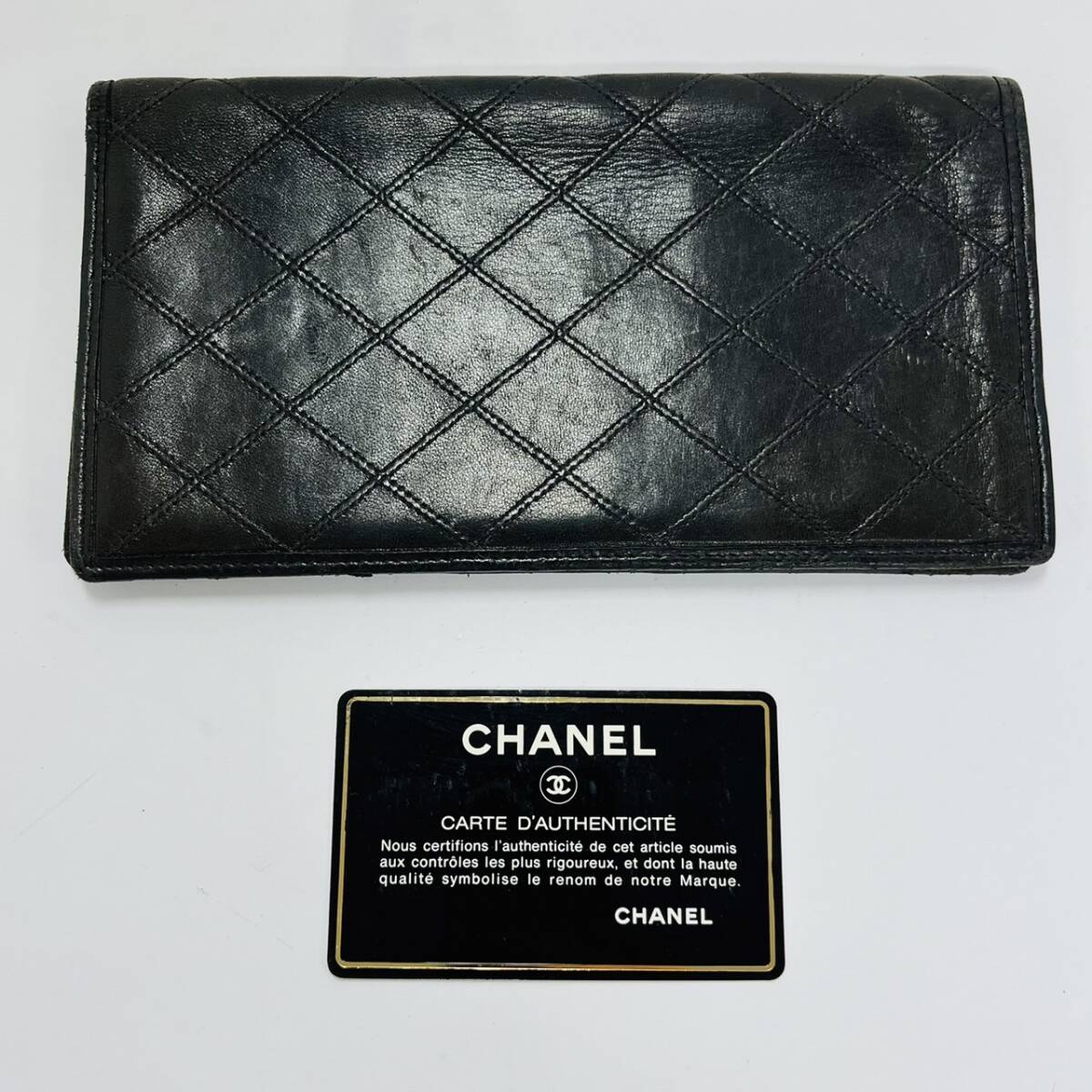 15856/ CHANEL シャネル 長財布 ブラック 黒 ブランド品_画像1