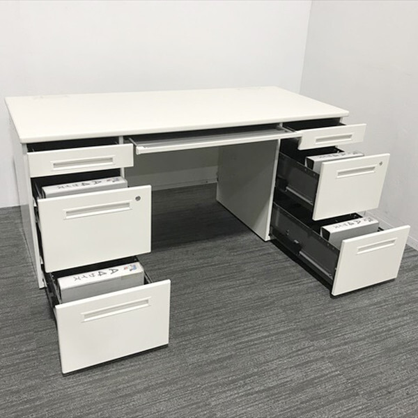  lion with both sides cupboard desk W1600 LDV office desk white * used DR-860625B