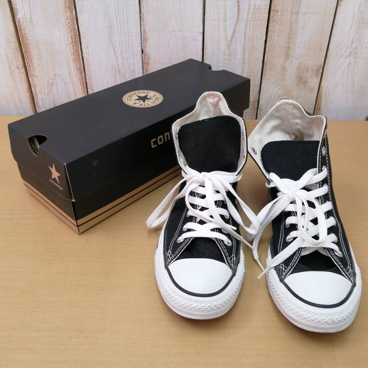 ○24040504 CONVERSE/コンバース ALL STAR HI オールスター M9160 ハイカット スニーカー ブラック サイズ26.5cm 箱入り 保管品の画像1