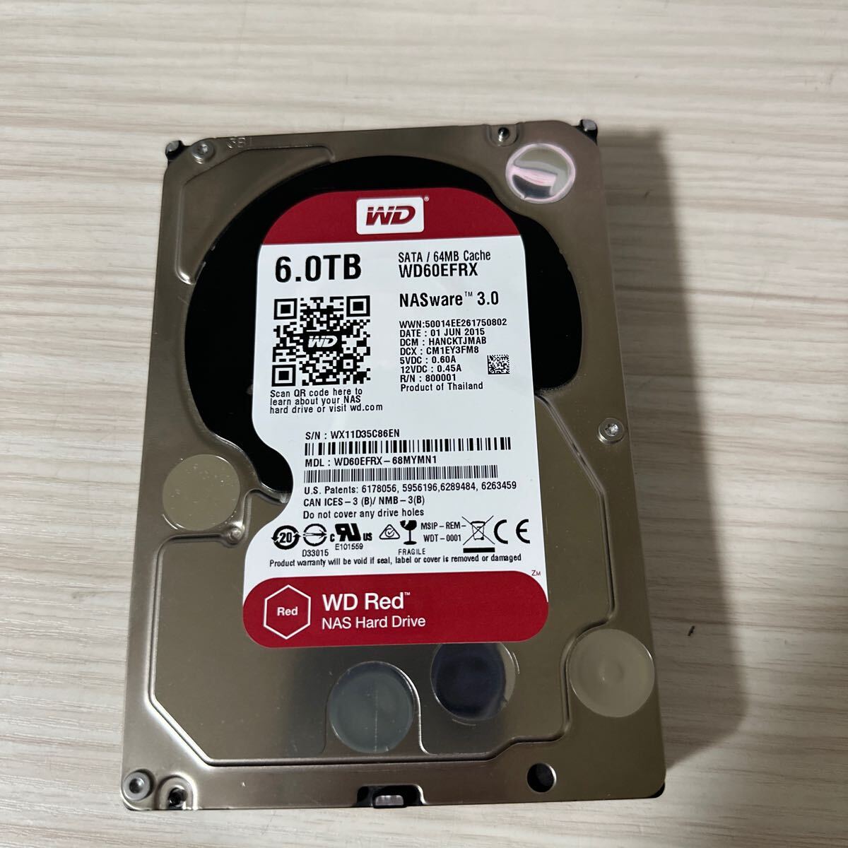 N31:(動作保証/使用0時間/AVコマンド対応)Western Digital Red 6TB WDC WD60EFRX 3.5インチ SATA HDD