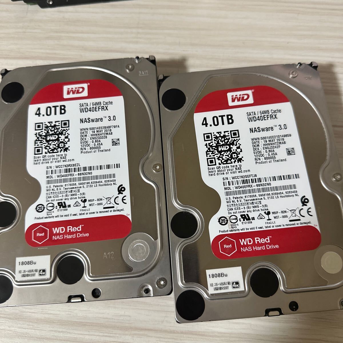 【二枚セット】N25/26:(動作保証/使用0時間)Western Digital Red 4TB WDC WD40EFRX 3.5インチ SATA HDDの画像1