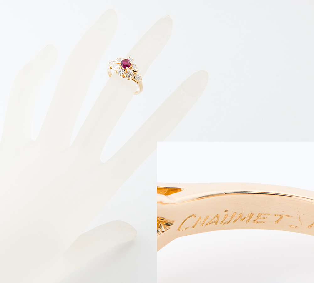  Chaumet ruby diamond 18 gold yellow gold 12 number ring * ring [ used ]